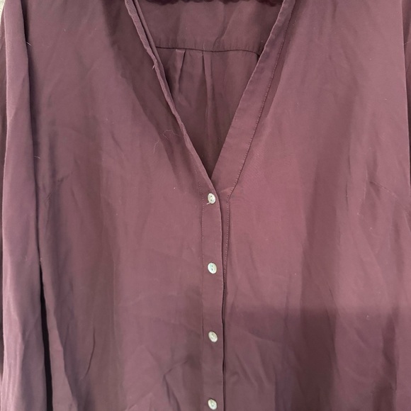 J. Jill button down blouse burgundy maroon button down shirt top - Picture 4 of 8
